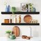 Sorbus Wood Floating Shelves for Wall - 35” Solid Wood Wall Shelves for Bathroom Decor, Books, Bedroom & Living Room - Set of 2 Black Wall Mounted Kitchen Shelves - Durable 100% Premium Solid Pine